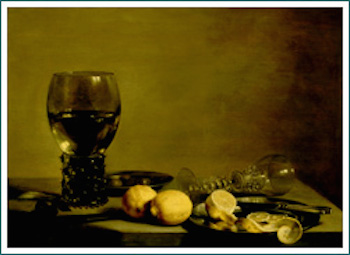 Still Life With Two Lemons: painting by Pieter Claesz, Netherlands (1629)