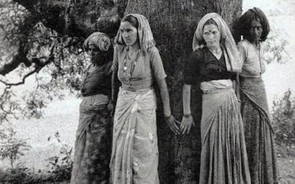 Unknown title and photographer: Archival image of Chipko forest protectors