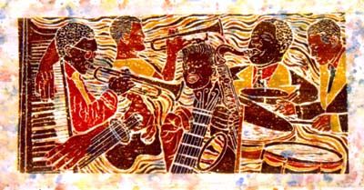 Jamming II, woodblock print by Wayland House