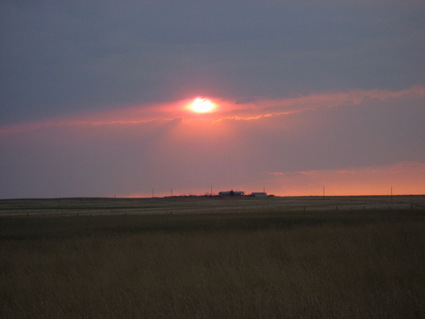 Photograph: Sunset Over Montana Homestead, by Ellaraine Lockie