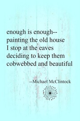 [enough is enough], tanka by Michael McClintock and art by Karen McClintock