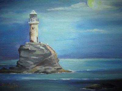 Tourlitis Lighthouse at Night, by Frances Melis