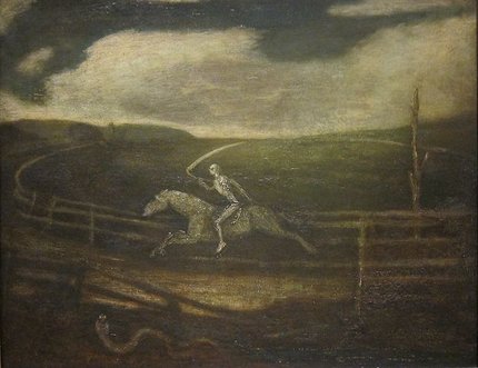 Painting by Albert Pinkham Ryder: Racetrack (Death on a Pale Horse)